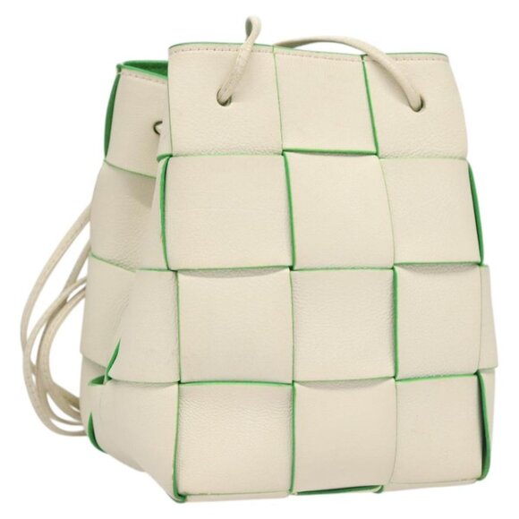 BOTTEGA VENETA MAXI INTRECCIATO Parakeet Small Cassette Bag Leather Auth - Picture 1 of 16